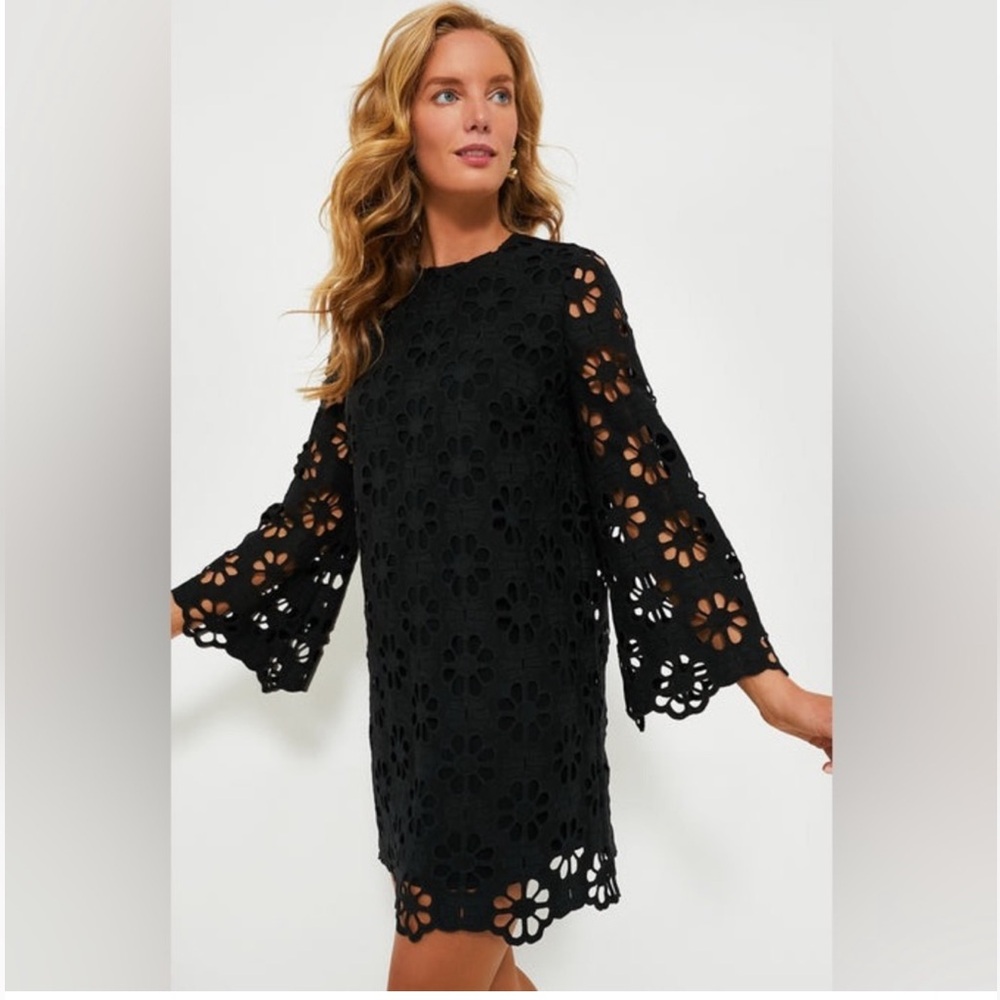 Tuckernuck Black Floral Eyelet Shift Dress